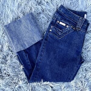 Y2K Vintage Baby Phat Wide Cuff Low Rise Capri Denim Jeans Gold Cats Juniors 9